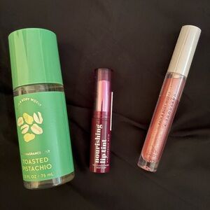 Bath and Body Works 3 piece with travel pistachio, lip tint, lip gloss all NWT